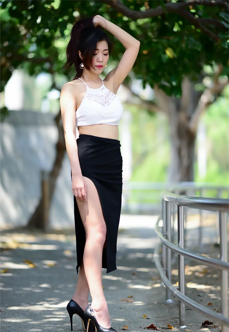 [Mzsock] NO.162 Sasha belly-baring high-cut long skirt with high heels and beautiful legs street photography#[105P]-44